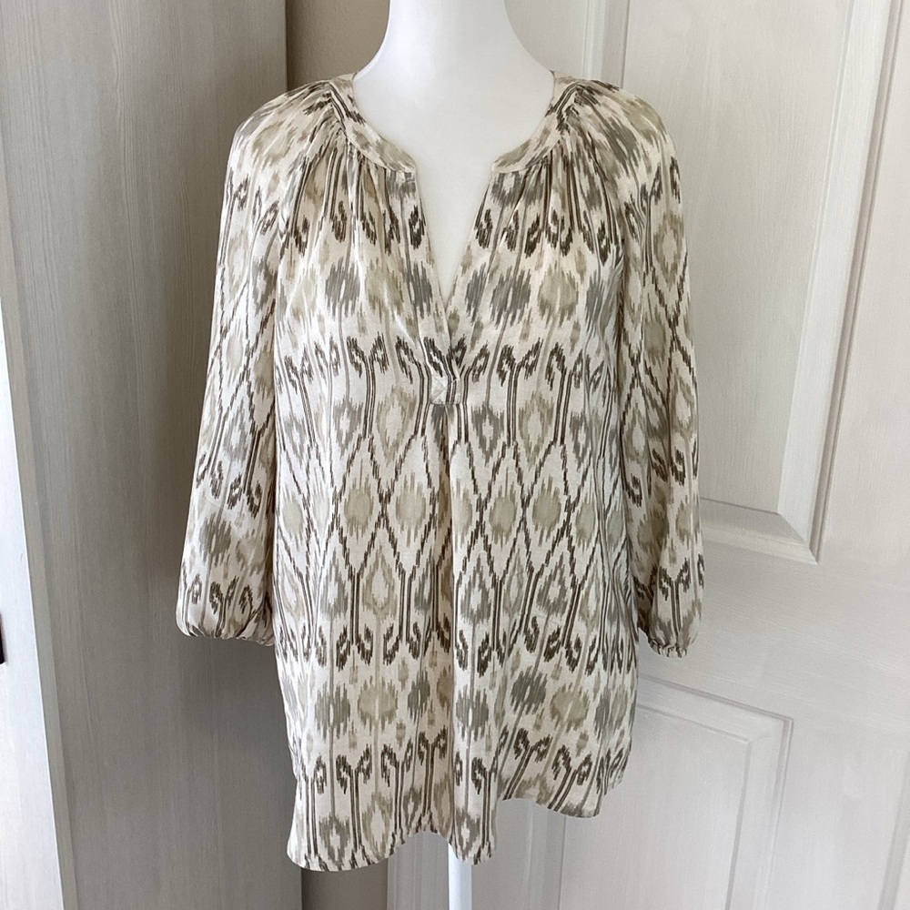 Joie Cream tan olive Bohemian Tunic Top Sz Xs